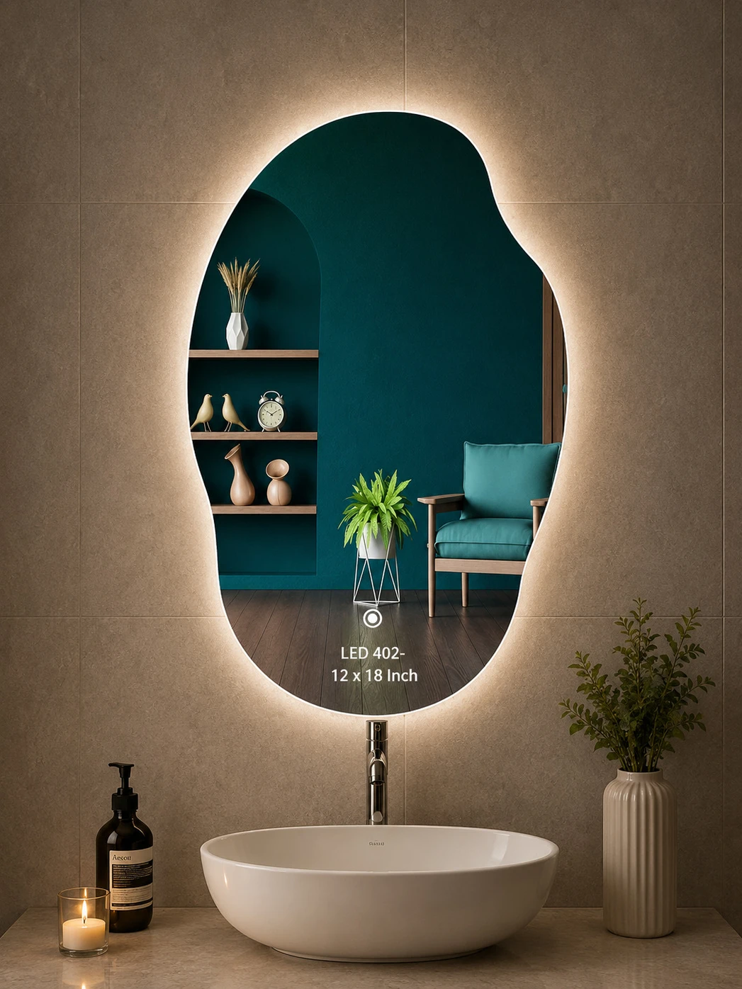 quality glass Bathroom LED Mirror with Touch Sensor(LED 402 (12 x 18 Inch) Decorative Mirror (Designer Finish : glass) FKT-testimonial